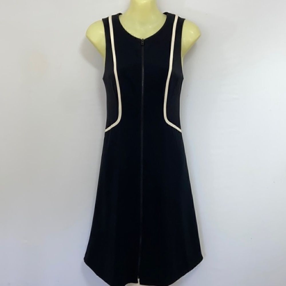 Rag & Bone Dress “Andrea” Zip Front Midnight Blue White Accent Sz 2 NWOT!
